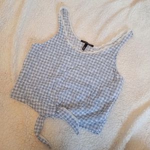 Victoria's Secret Light Blue And White Checkered, Tie Front Crop Top, Medium